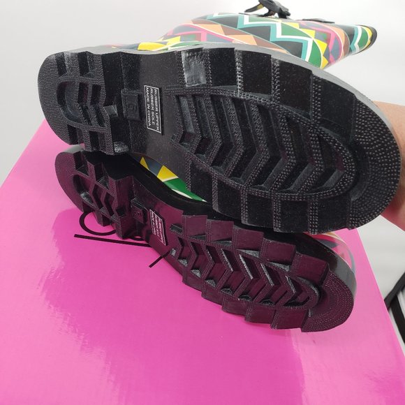 Corkys Chevron Multi Color Rubber Boots Wellies - Picture 9 of 9